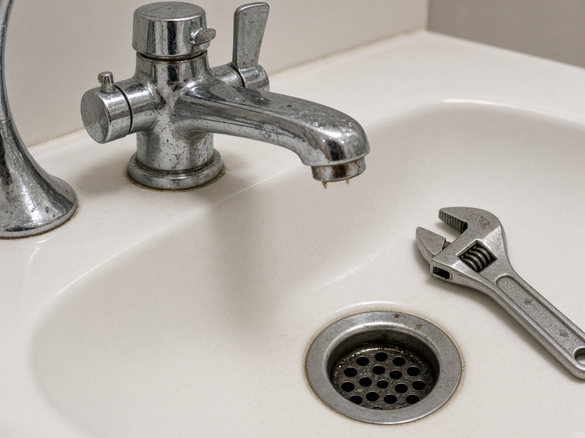Bathroom faucet and chrome fixtures (illustrative photo, not a company job)
